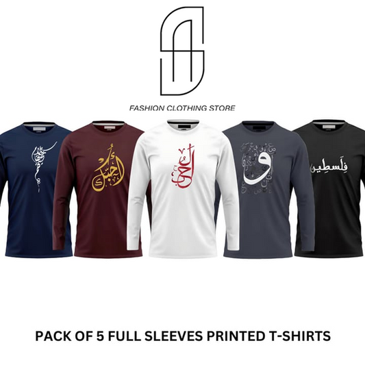 PACK OF 5 FULL SLEEVE T-SHIRT PREMIUM QUALITY FOR MENS AND WOMENS CASUAL WEAR.