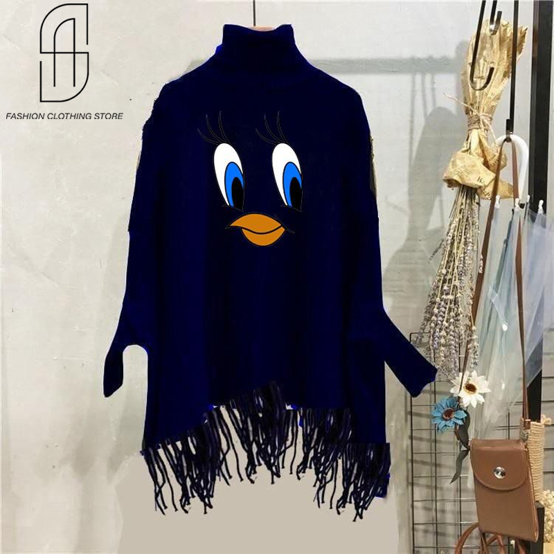 WINTER WOMENS DUCK PRINTED PONCHO SWITER STYLE FOR WOMENS SOFT AND COMFORTABLE