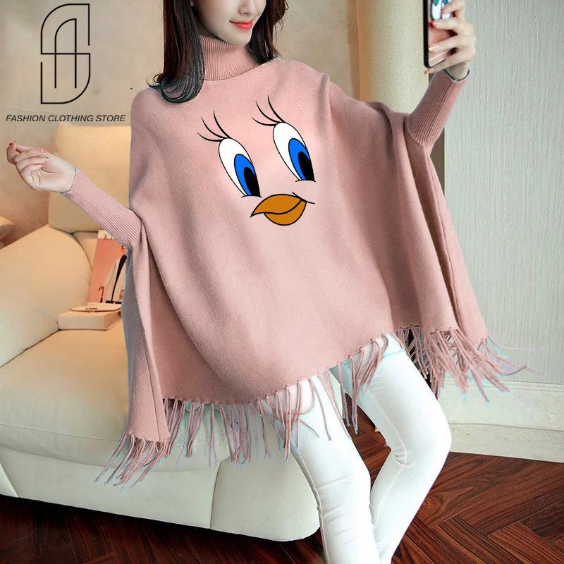 WINTER WOMENS DUCK PRINTED PONCHO SWITER STYLE FOR WOMENS SOFT AND COMFORTABLE