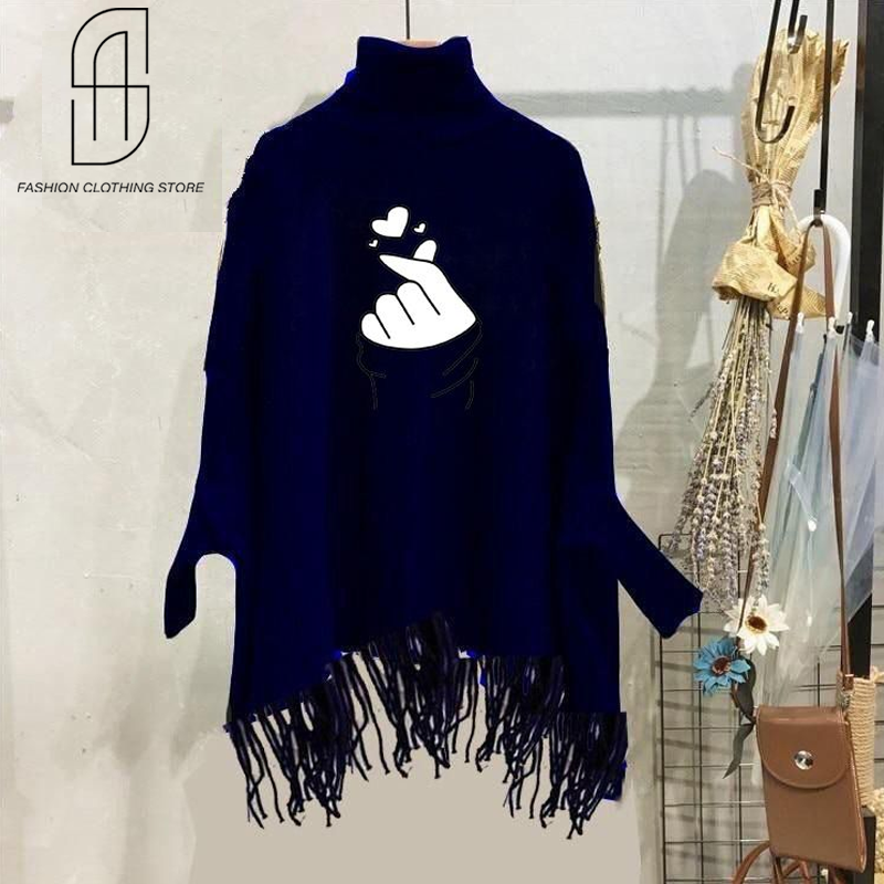 WINTER WOMENS FINGER HEART PRINTED PONCHO SWITER STYLE FOR WOMENS SOFT AND COMFORTABLE