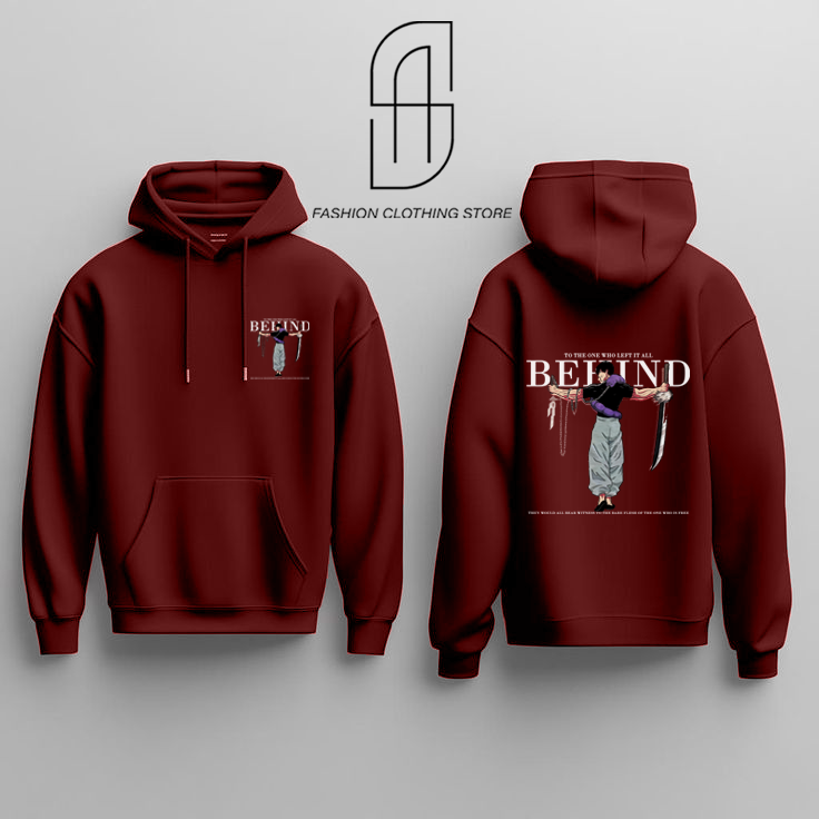 BEHIND Printed Pullover Hoodie - Premium Quality, Stylish Winter Sweatshirt - Stay Fashionable And Warm - Winter Chic