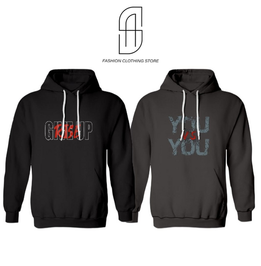 NEW TRENDY PREMIUM WINTER COLLECTION PRINTED BLACK AND DARK GREY PACK OF 2 HOODIES FOR MENS