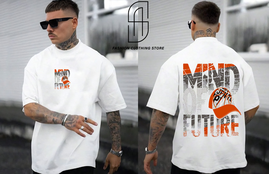 DROP SHOUILDER MIND OF FUTURE PRINTED T.SHIRT FOR MENS AND BOYS CASUAL WEAR.