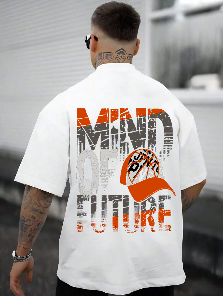 DROP SHOUILDER MIND OF FUTURE PRINTED T.SHIRT FOR MENS AND BOYS CASUAL WEAR.