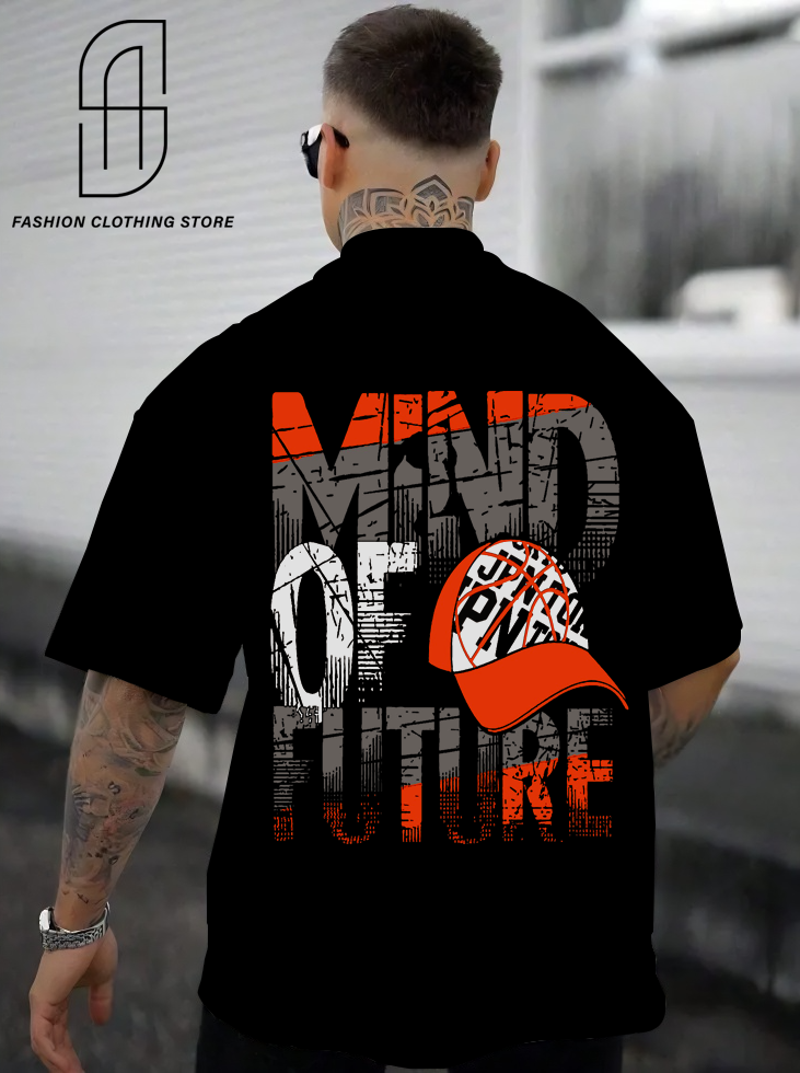 DROP SHOUILDER MIND OF FUTURE PRINTED T.SHIRT FOR MENS AND BOYS CASUAL WEAR.