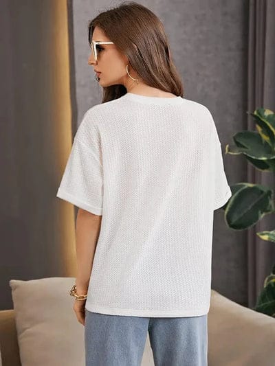 OVER SIZE WAFFLE KNIT T.SHIRT FOR WOMENS AND GIRLS CASUAL WEAR