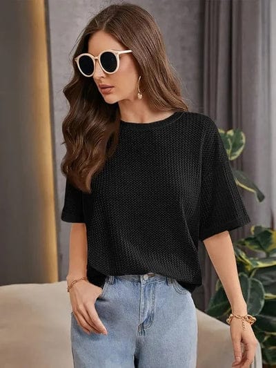 OVER SIZE WAFFLE KNIT T.SHIRT FOR WOMENS AND GIRLS CASUAL WEAR